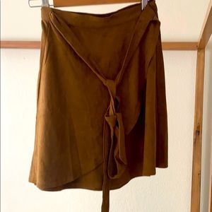 Suede wrap mini skirt